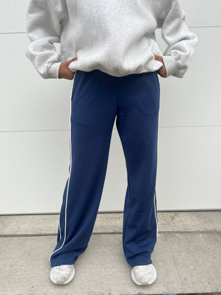 Modal Navy Flowy Side Stripe Track Pants