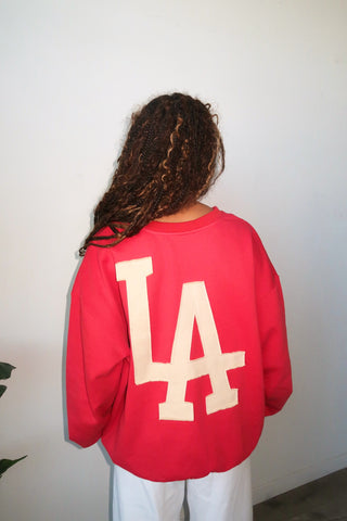 Dusty Red LA Patchwork Crewneck