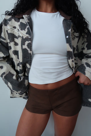 Vegan Low Rise Leather Micro Shorts