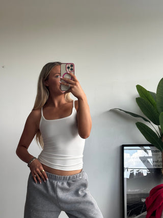White Full Length Cami Tank Top