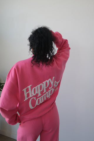 Happy Camp3r Hot Pink Mockneck Sweatshirt