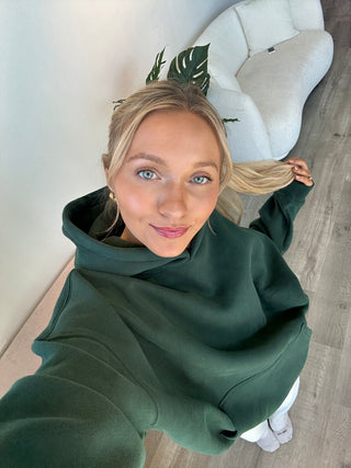 Dark Green Core Fleece Loose Fit Hoodie