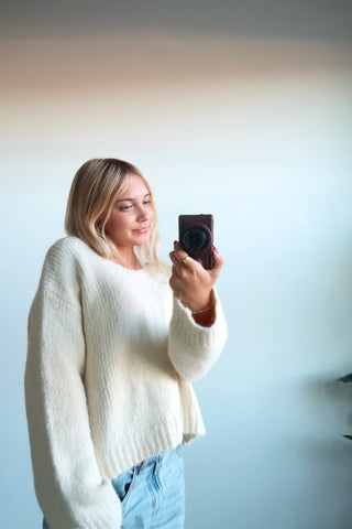 Ivory V Neck Knit Sweater