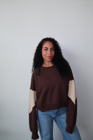 Espresso/Bone Color Block Sweatshirt