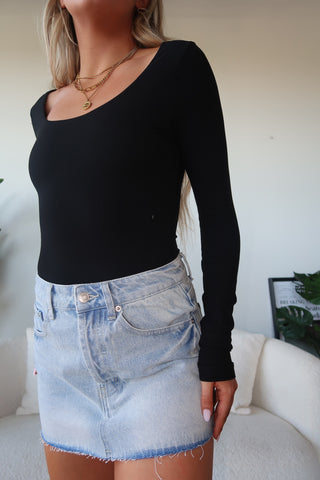 Light Denim Micro Mini Skirt