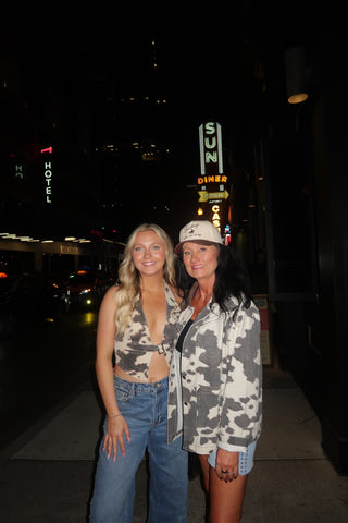 Taupe And Brown Cow Print Denim Halter Vest