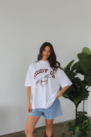 “Giddy Up” Horse Mock Neck Tee Shirt