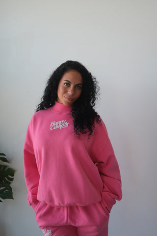 Happy Camp3r Hot Pink Mockneck Sweatshirt