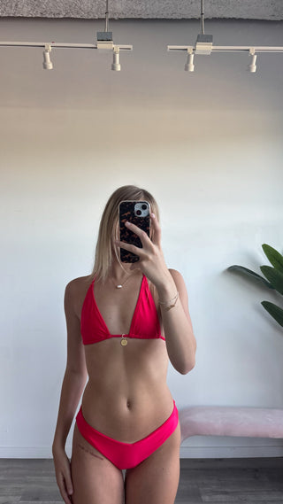 Kulani Kinis Classic Tie Halter Bikini Top - Cherry Crush