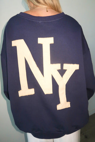 Navy NY Patchwork Crewneck