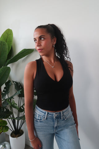 Black V-Neck Tank Top