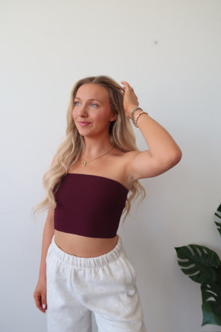 Plum Ribbed Tube Top