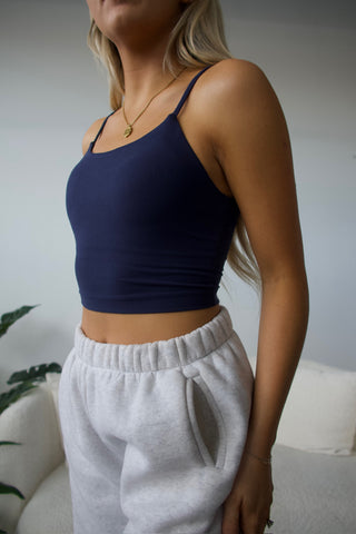 Navy Butter Soft Cropped Tank Top