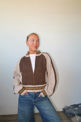 Zip Up Sweater With Star Accent