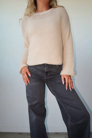 Cream Round Neck Knitted Sweater