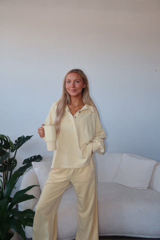 Yellow French Terry Henley Sweatshirt