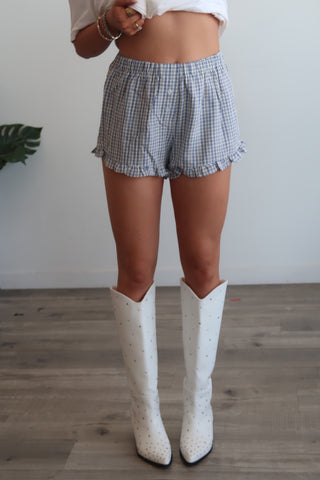 Blue And White Gingham Boxer Shorts