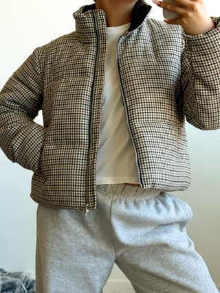 Houndstooth Puffer Jacket