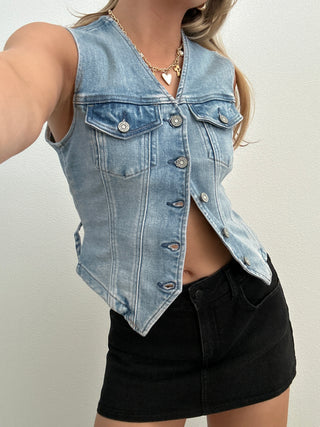 Washed Black Denim Skort