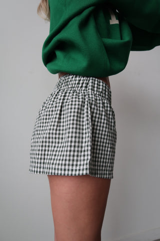 Green Gingham Micro Shorts
