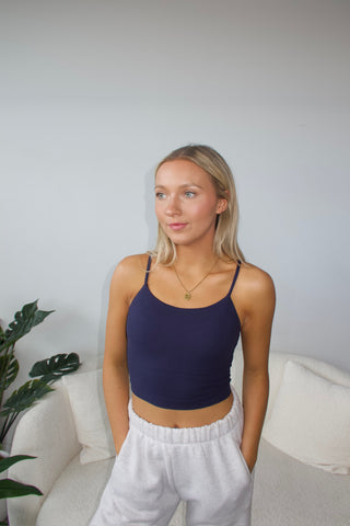 Navy Butter Soft Cropped Tank Top