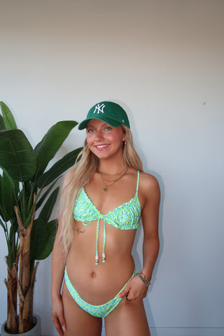 Kulani Kinis Ruched Bow Bralette Bikini Top - Apple Blossom