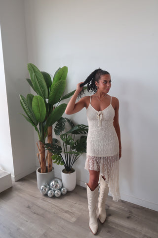 Lace Asymmetrical Midi Dress