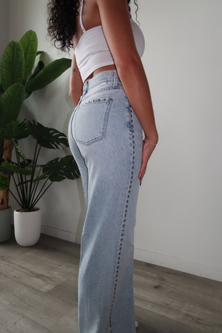 Daze Far Out High Rise Studded Jeans