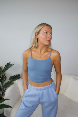 Dusty Blue Butter Soft Cropped Tank Top