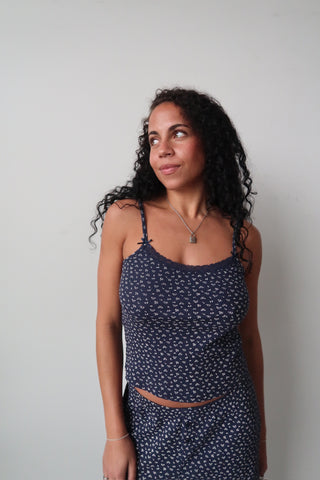Navy Floral Pajama Tank