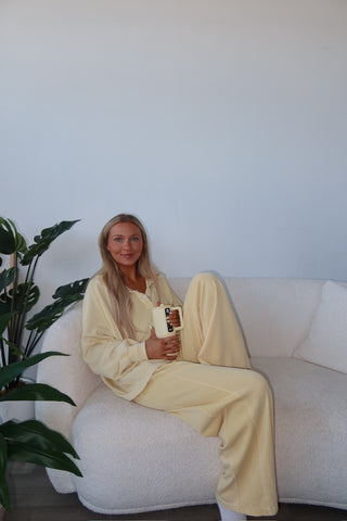 Yellow French Terry Wide Leg Sweatpants