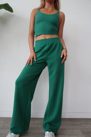 Modal Green Flowy Side Stripe Track Pants