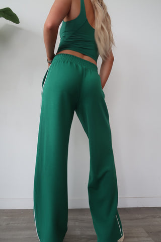 Modal Green Flowy Side Stripe Track Pants