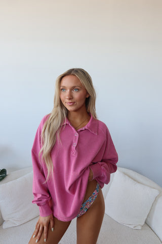 Berry Love French Terry Henley Sweatshirt