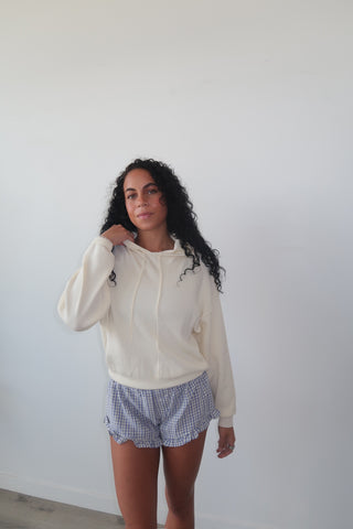 Cream Knit Hoodie Sweater