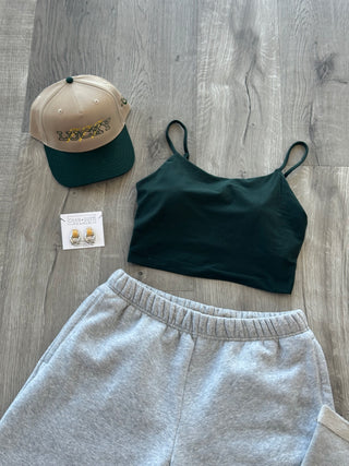 Dark Green Butter Soft Cropped Tank Top