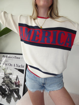America Graphic Long Sleeve Crewneck