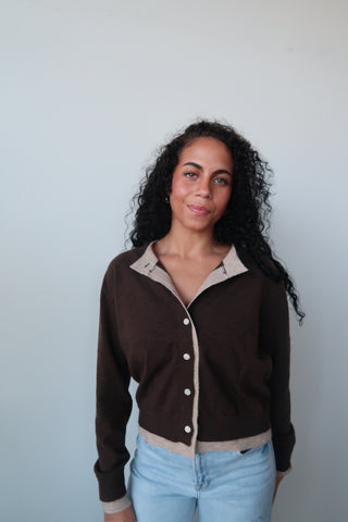 Color Contrast Button Down Cardigan