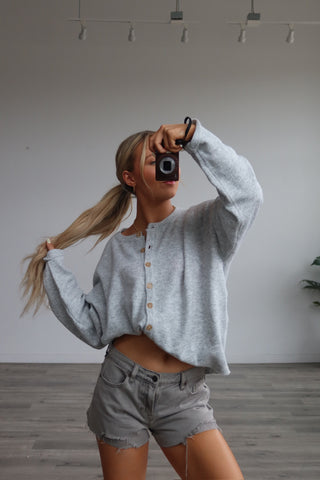 Heather Grey Button Down Cardigan