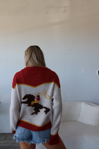 Cowboy Riding Horse Zip Up