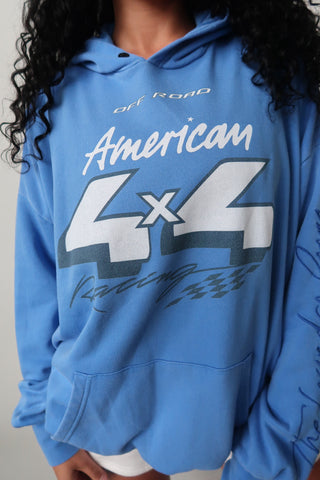 Off Road American 4x4 Racing Hideout Hoodie - Vintage Blue