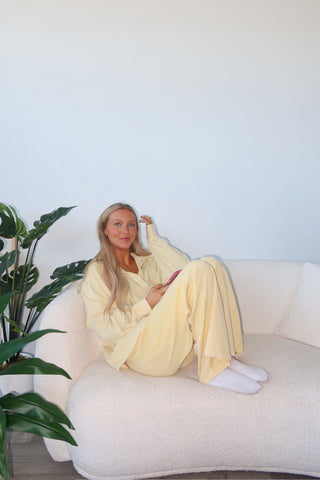 Yellow French Terry Wide Leg Sweatpants