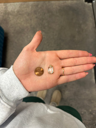 Irregular Octagon Transparent Gem Charm (Gold)