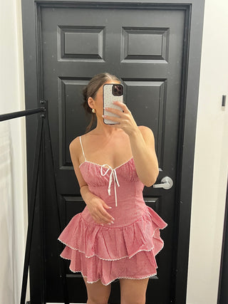 Red Gingham Mini Dress