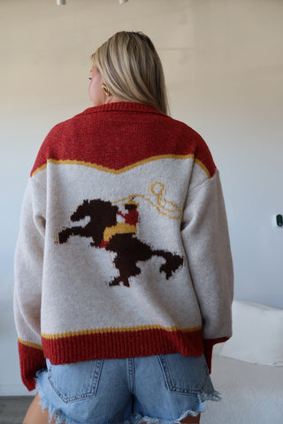 Cowboy Riding Horse Zip Up