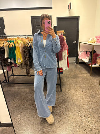 Denim Blue Wide Leg Sweats