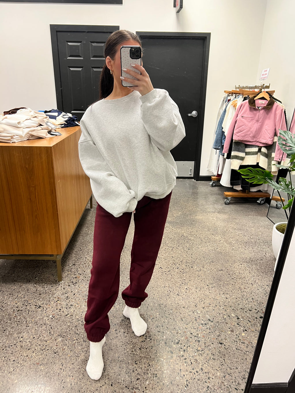 Dark Cherry Quilted Joggers