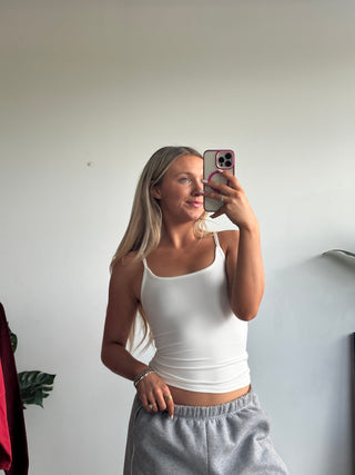 White Full Length Cami Tank Top