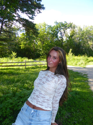 Cream Mesh Long Sleeve
