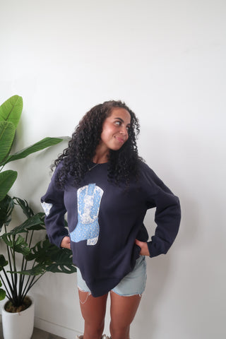 Cowboy Boots Patchwork Crewneck